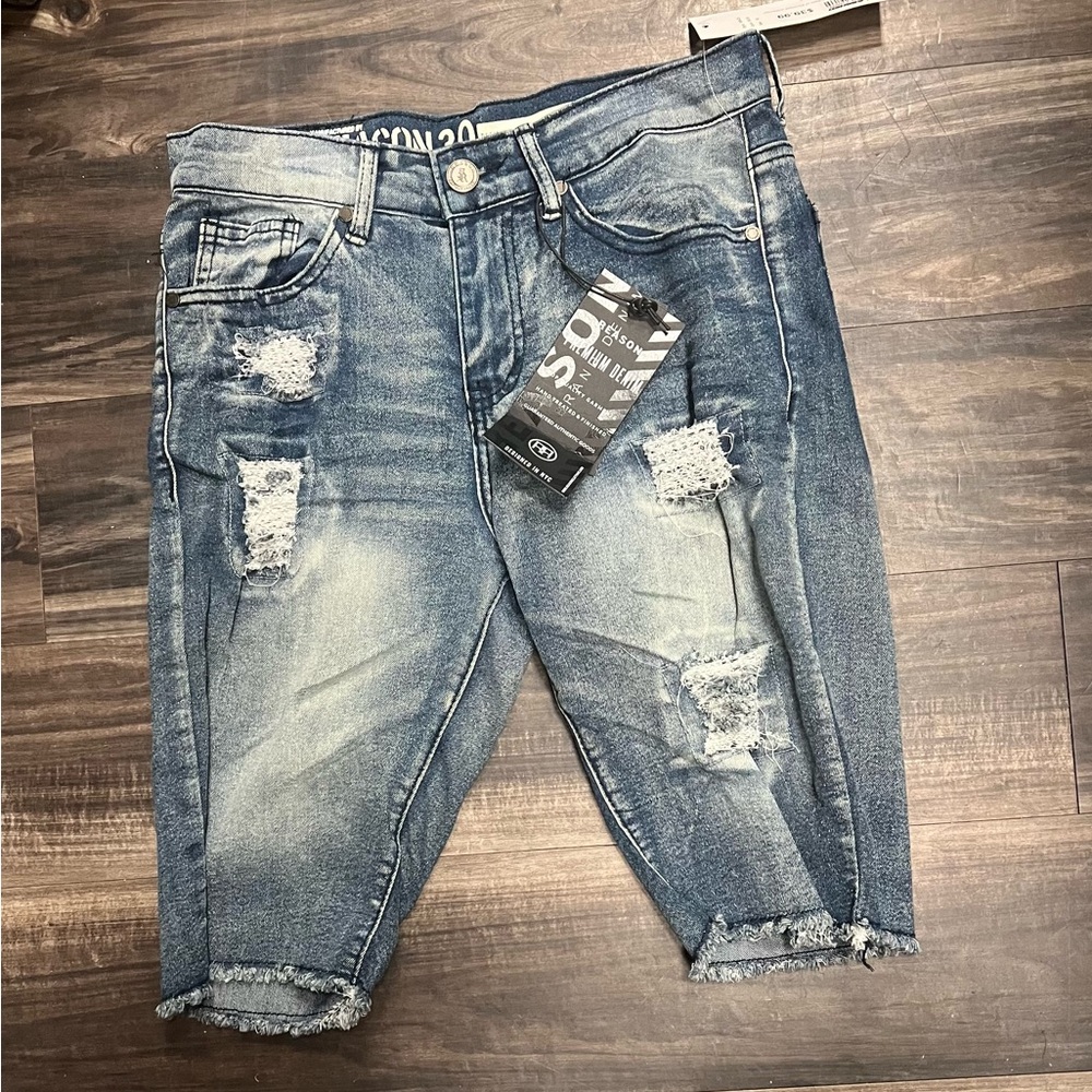 Men's Reasons Distressed Denim Shorts